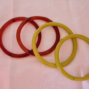 4 Vintage Glass Bangle Bracelets - large